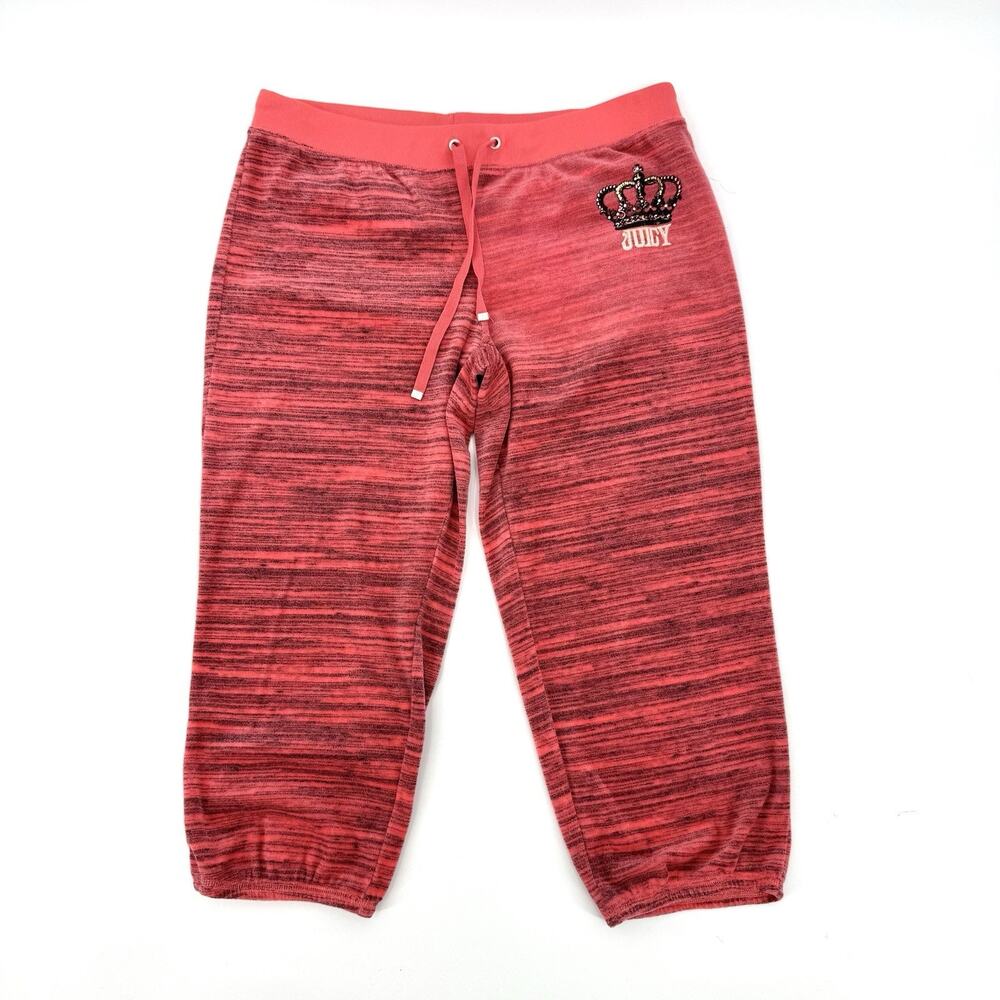 Juicy Couture Velour Cropped Track Pants Sweatpants Crown Logo Size M Jogger